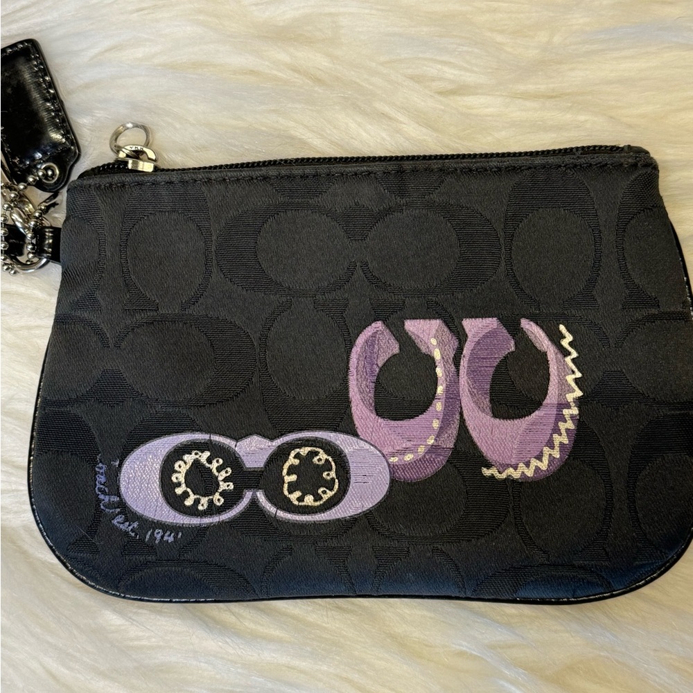Vintage Coach Signature Black and Purple Wristlet - Picture 6 of 11